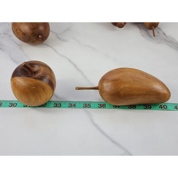 Mid Century Wood Fruit Artificial Food Banana Apple Pear Mango Hand Carved x6 - Picture 14 of 16